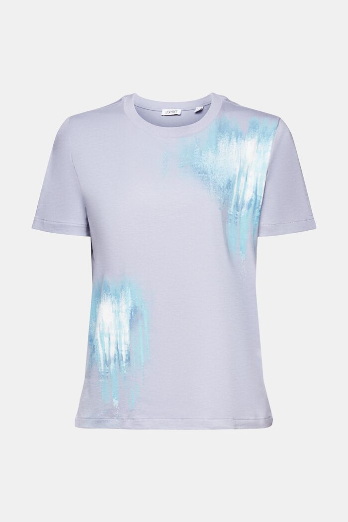 Graphic Print Cotton T-Shirt, LIGHT BLUE LAVENDER, detail image number 6