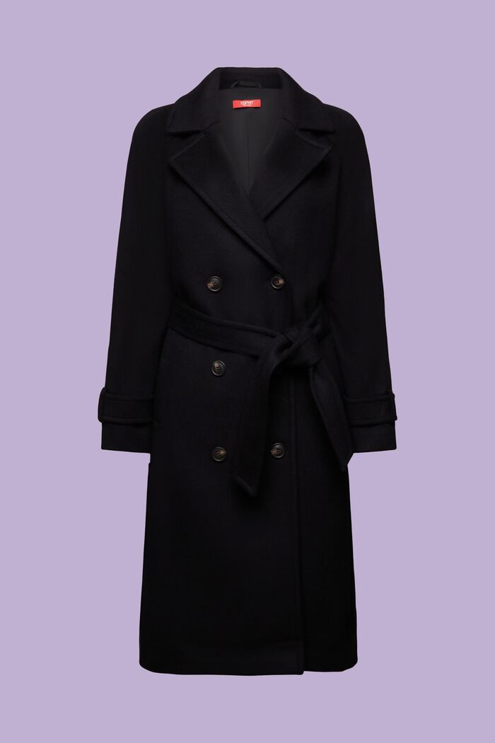 Wool-Cashmere Double-Breasted Coat, BLACK, detail image number 6
