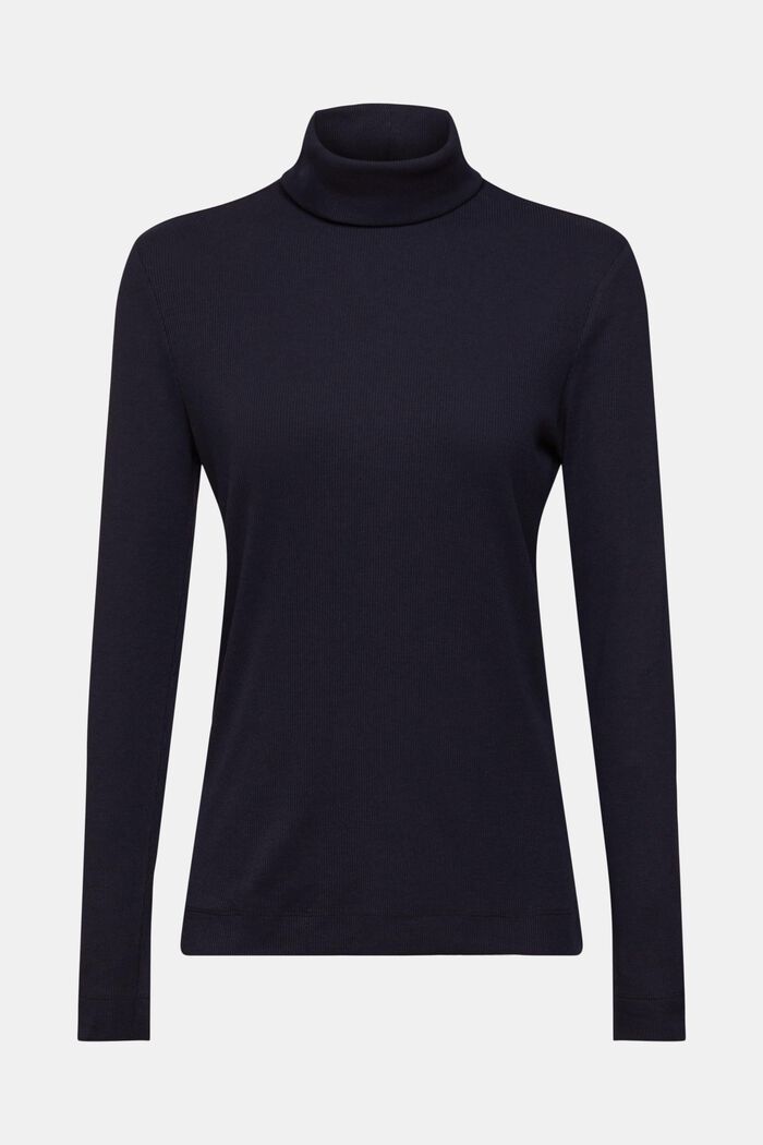 Ribbed roll neck long sleeve top