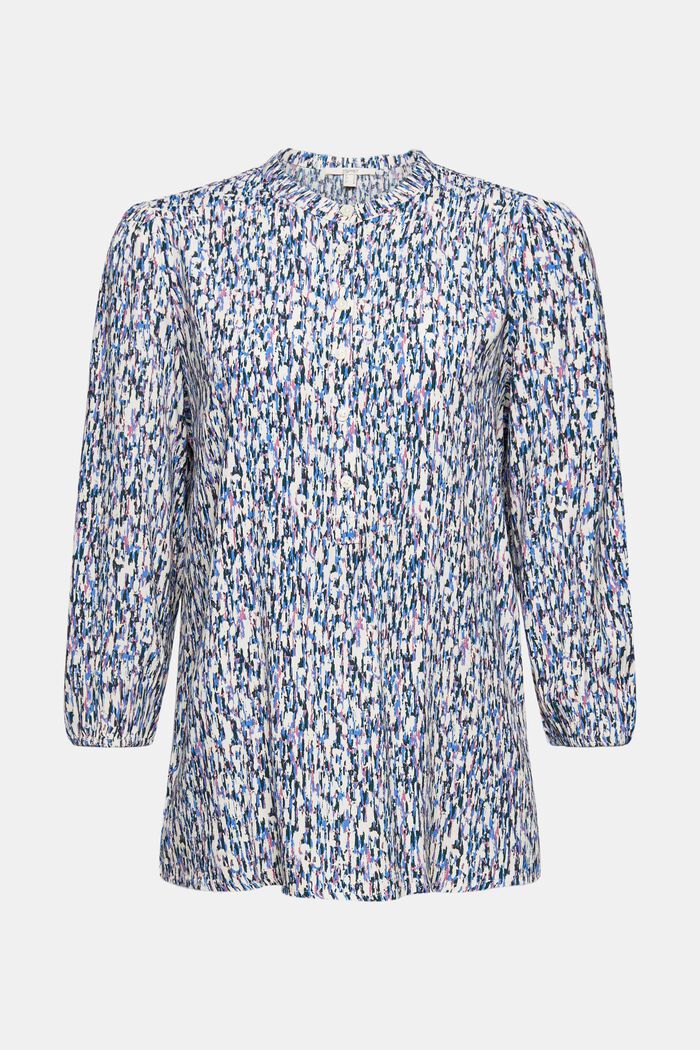 Patterned blouse with a button placket