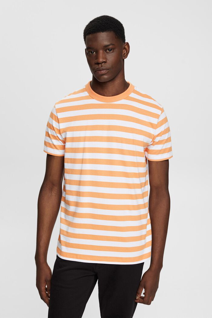Striped crewneck T-shirt, GOLDEN ORANGE, detail image number 0