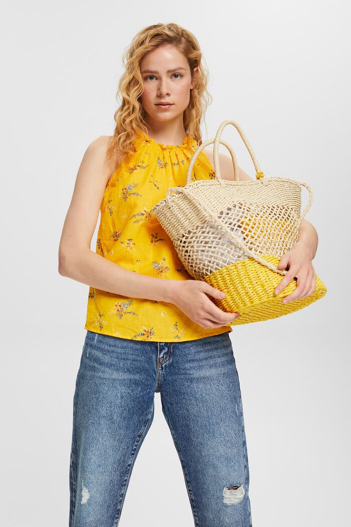 Blended linen blouse with a floral pattern, SUNFLOWER YELLOW, detail image number 6