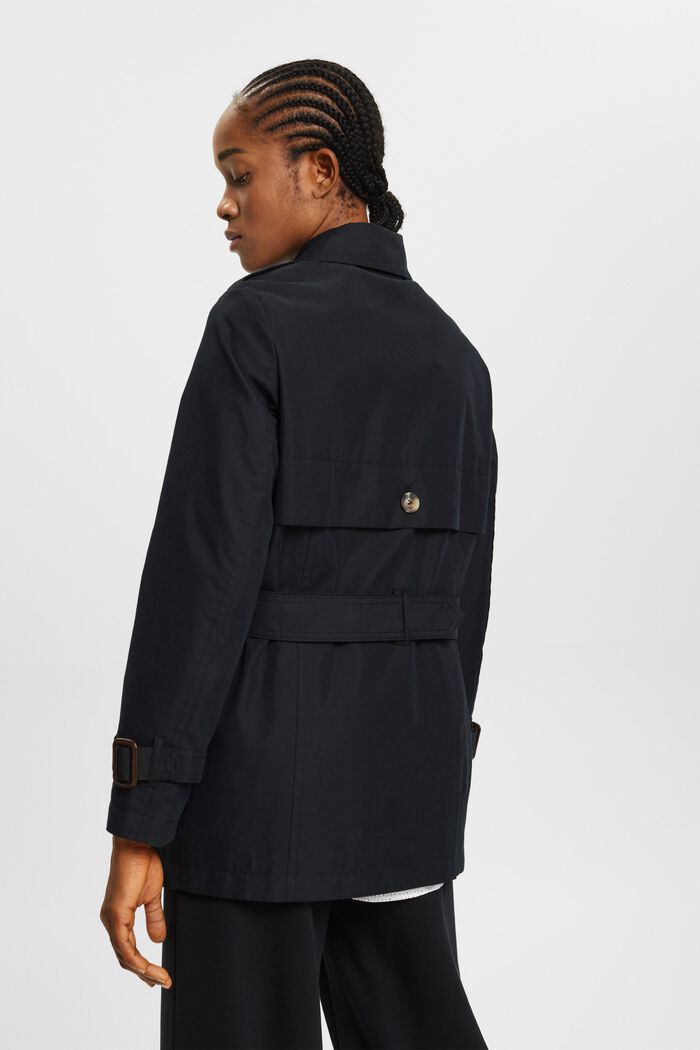 Short trench coat with belt, BLACK, detail image number 3