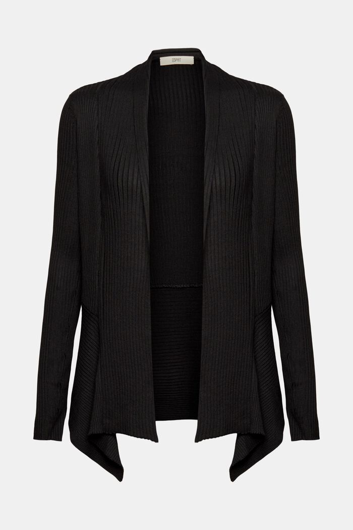 Recycled: ribbed cardigan with handkerchief hem, BLACK, detail image number 6