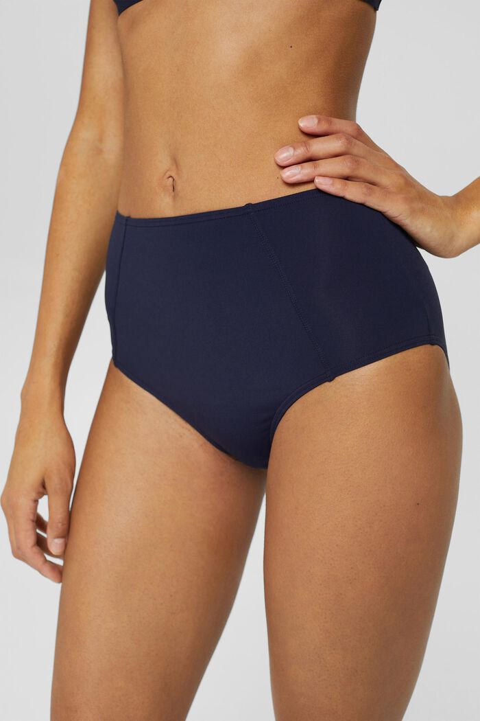 Recycled: plain high-waisted briefs, NAVY, detail image number 0