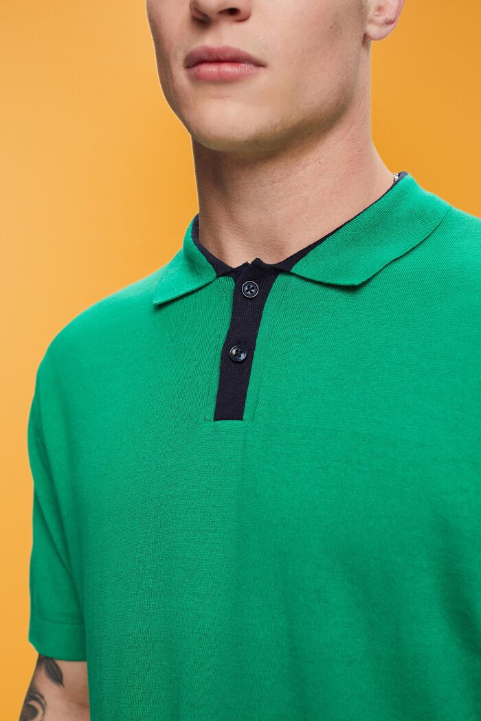 Blended TENCEL and sustainable cotton polo shirt, GREEN, detail image number 2
