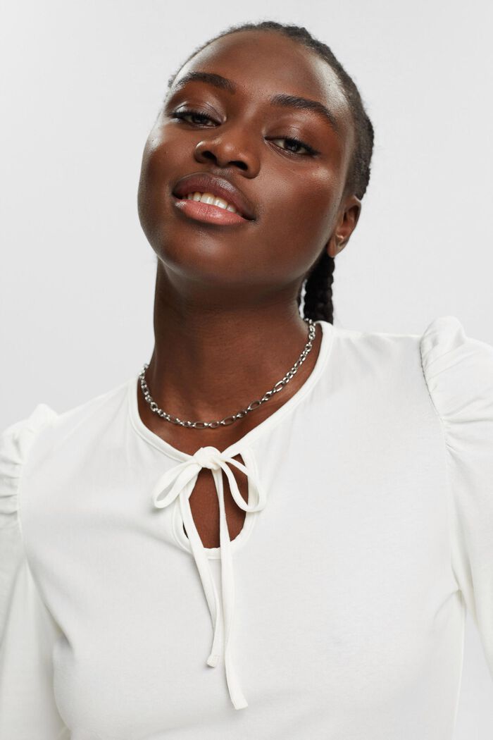 Long-sleeved top with a keyhole neck, OFF WHITE, detail image number 4