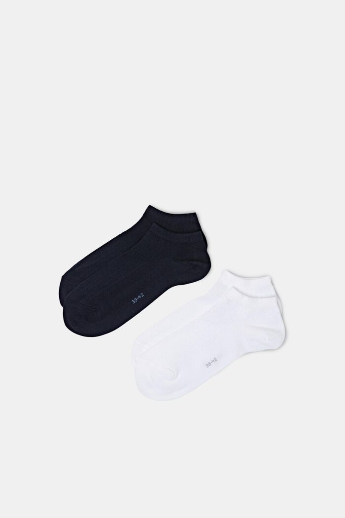 2-pack eyelet embroidered sneaker socks, BLACK/WHITE, detail image number 0