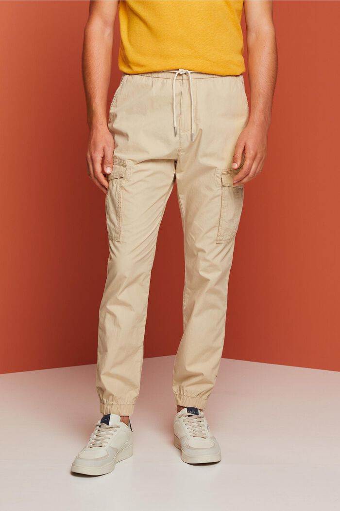 Pull-on cargo trousers, 100% cotton, SAND, detail image number 0