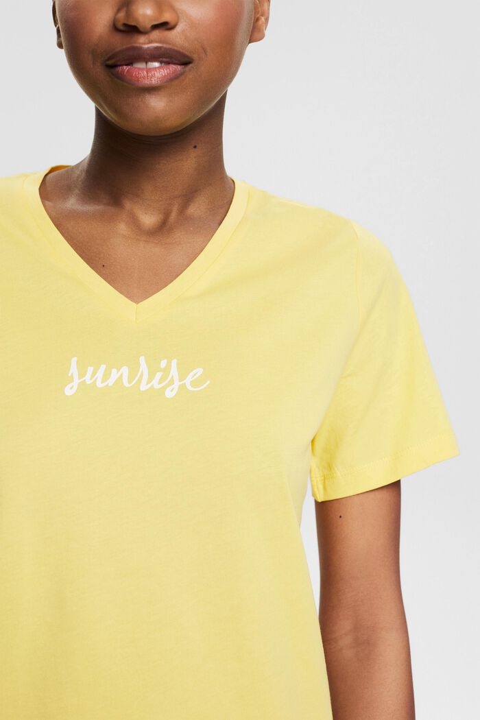 T-shirt with printed lettering, organic cotton, SUNFLOWER YELLOW, detail image number 2