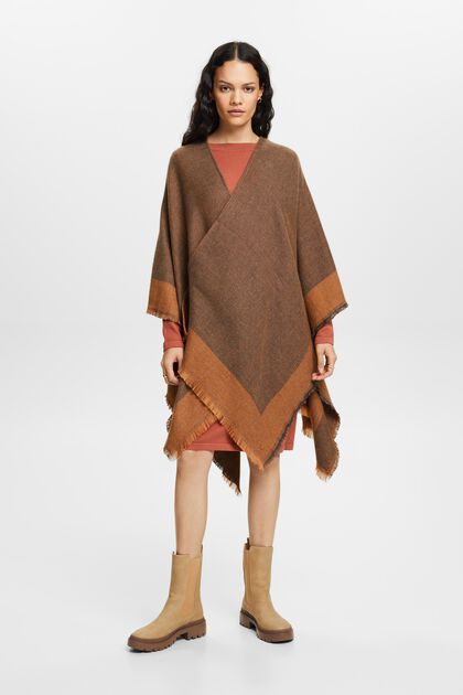 Open Front Plaid Poncho