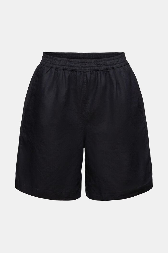 Cotton-Linen Pull-On Shorts, BLACK, detail image number 7
