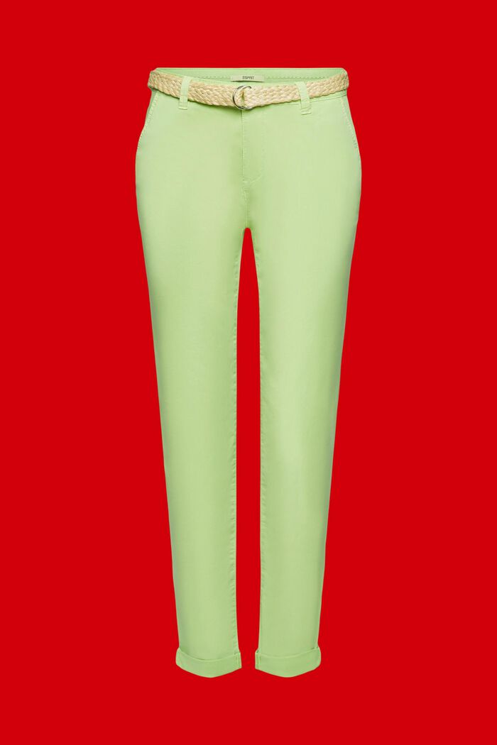 Lightweight stretch chinos with belt, CITRUS GREEN, detail image number 5