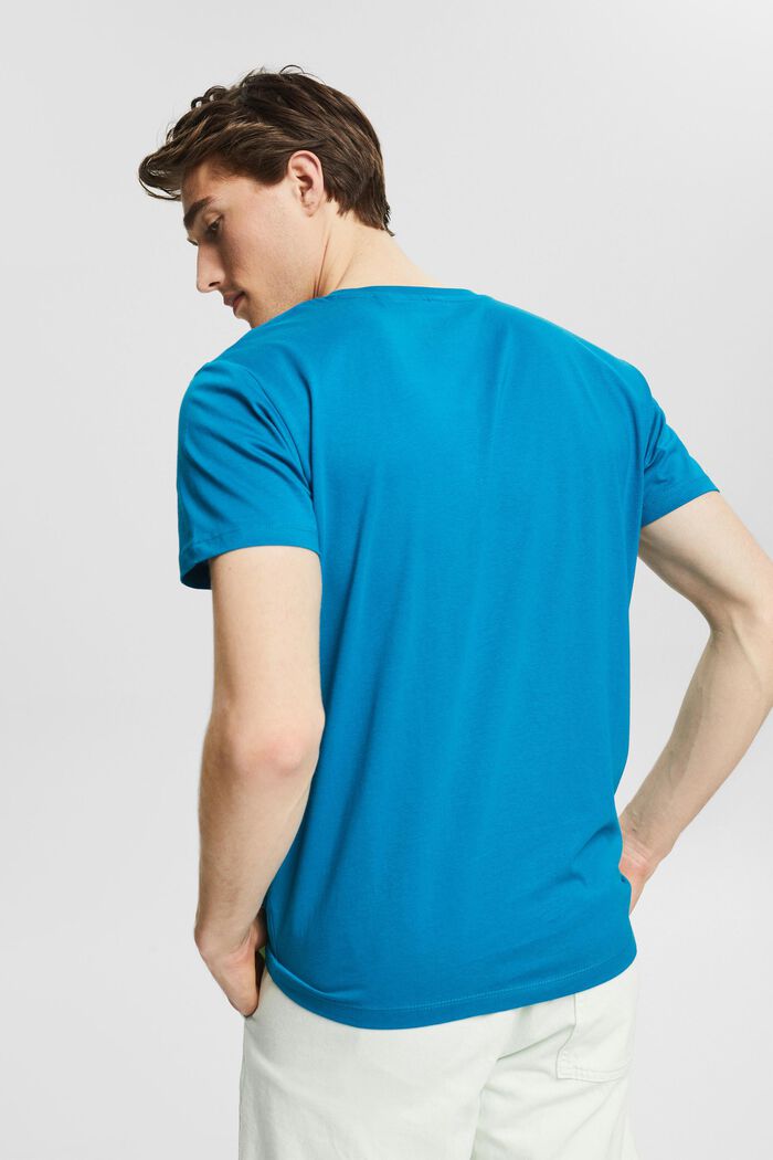 Jersey T-shirt with a small printed motif, TEAL BLUE, detail image number 3
