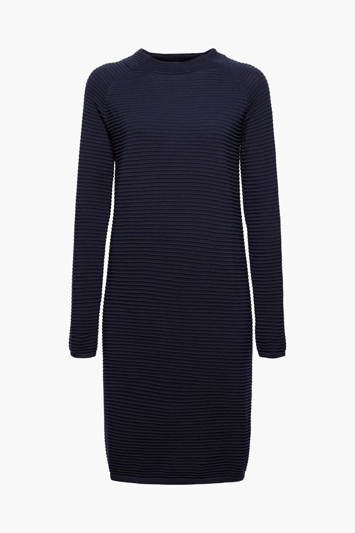 Rib knit dress, 100% organic cotton, NAVY, detail image number 0