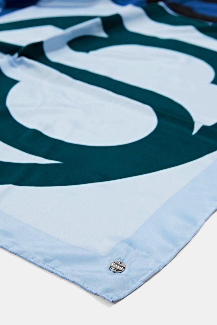 Monogram scarf with a satin finish, GREY BLUE, detail image number 1