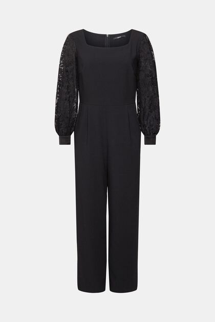 Jumpsuit with lace sleeves