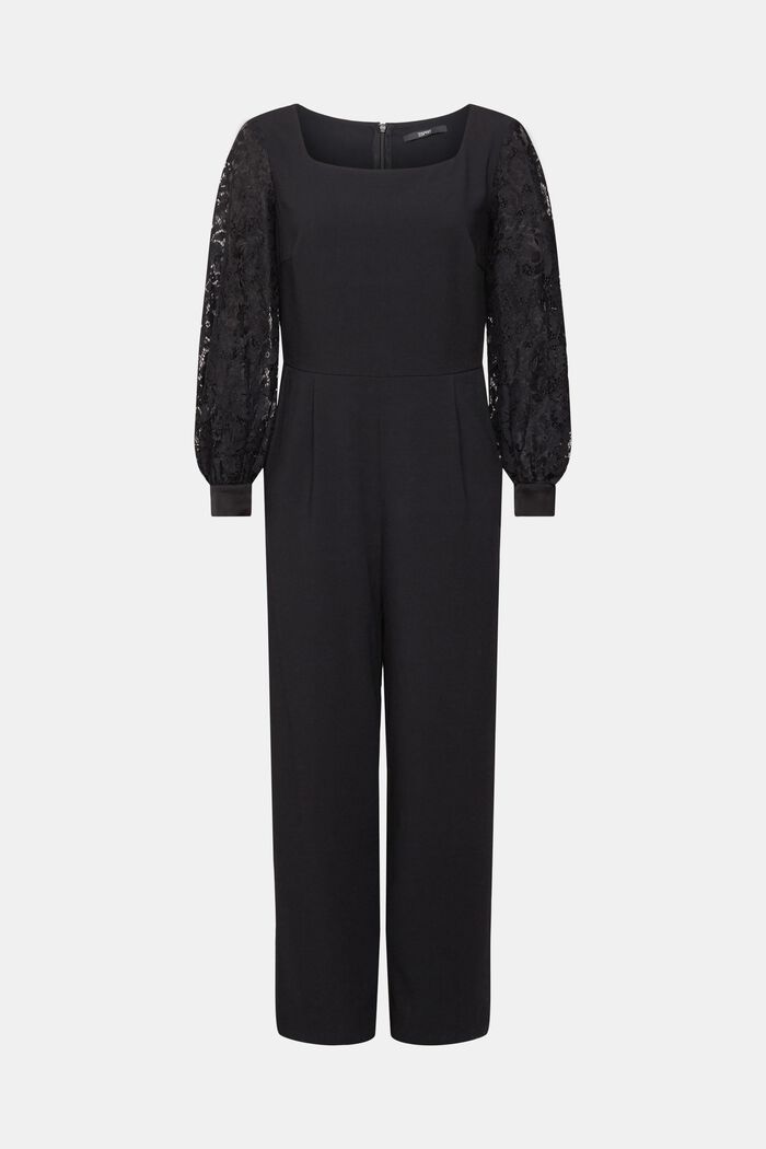 Jumpsuit with lace sleeves, BLACK, detail image number 5