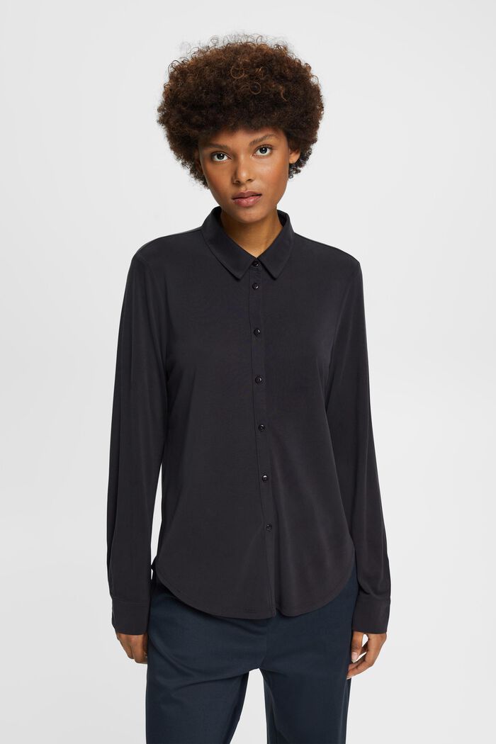 Blouse with buttons, BLACK, detail image number 0