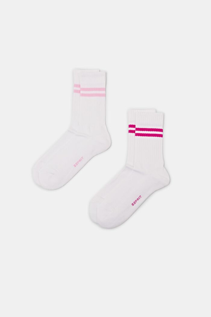 2-Pack Tennis Striped Socks, WHITE, detail image number 0