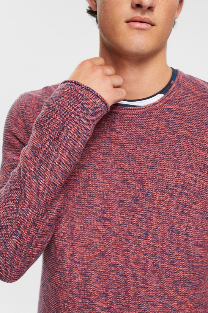 Mottled knitted sweater, TERRACOTTA, detail image number 0