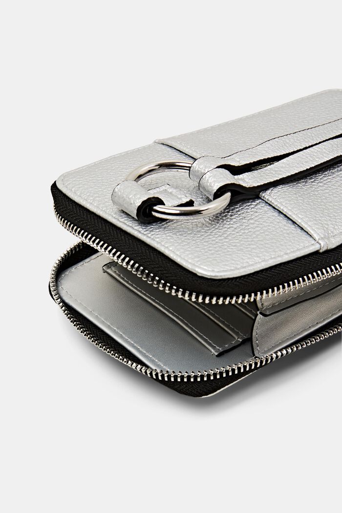 Faux leather phone bag, SILVER, detail image number 3