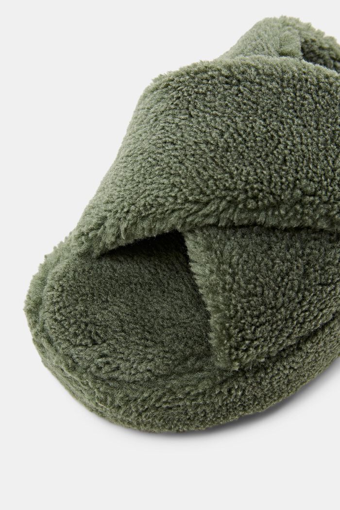 Open-toe home slippers, GREEN, detail image number 3