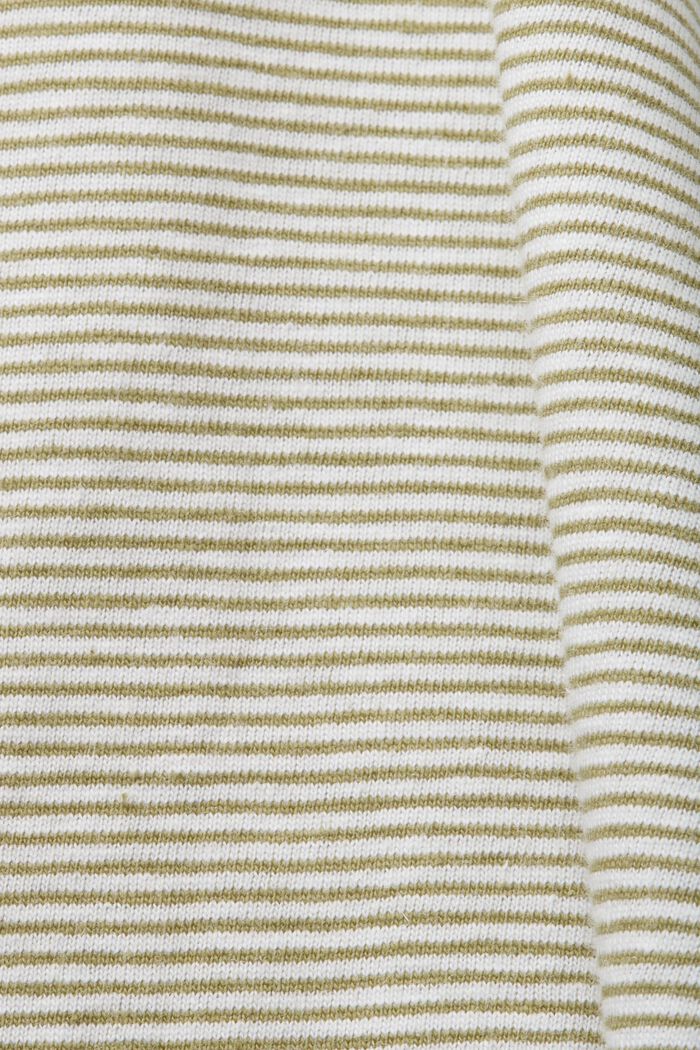 Striped jersey T-shirt, cotton-linen blend, LEAF GREEN, detail image number 5
