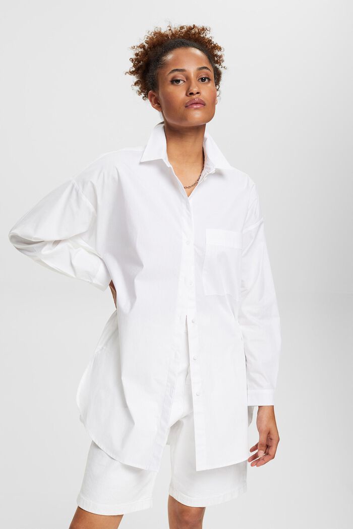 Oversized shirt blouse, WHITE, detail image number 1