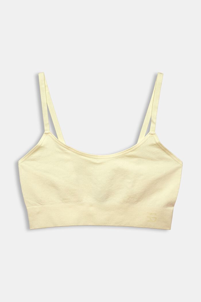 Recycled: unpadded, virtually seamless bra, LIGHT YELLOW, detail image number 1