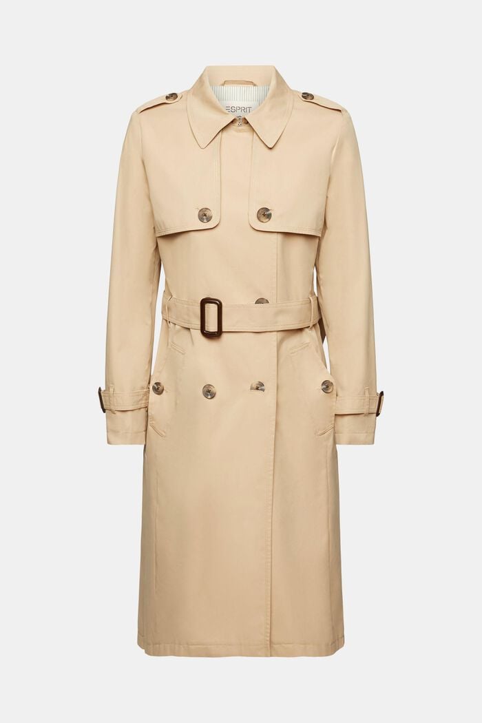 Double-breasted trench coat with belt, SAND, detail image number 6