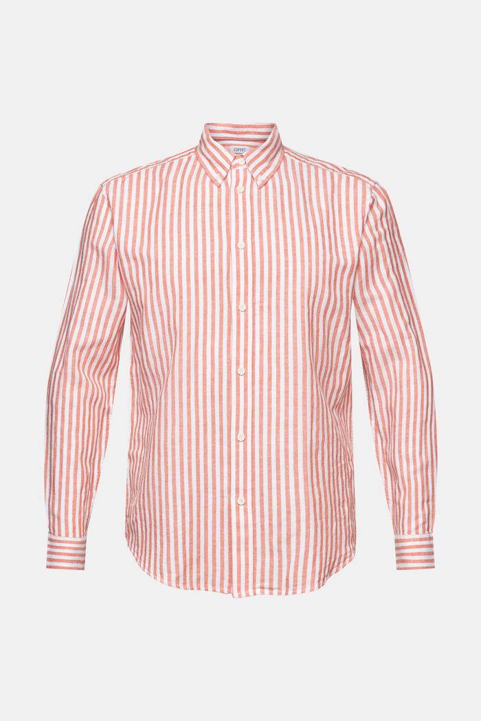 Striped Cotton Poplin Shirt, BRIGHT ORANGE, detail image number 6