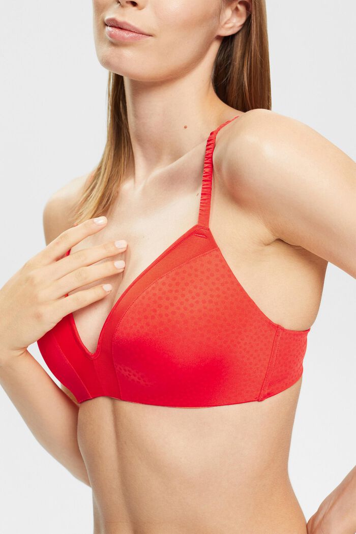 Padded, non-wired bra with polka dot pattern, RED ORANGE, detail image number 0