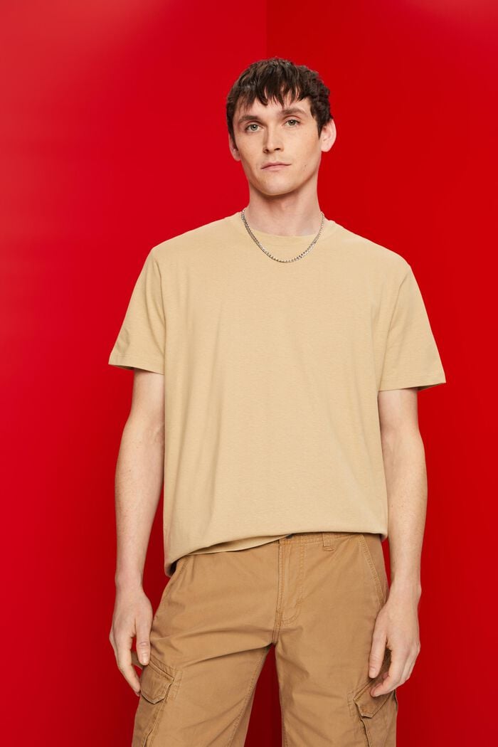 Cotton-linen blended T-shirt, SAND, detail image number 0