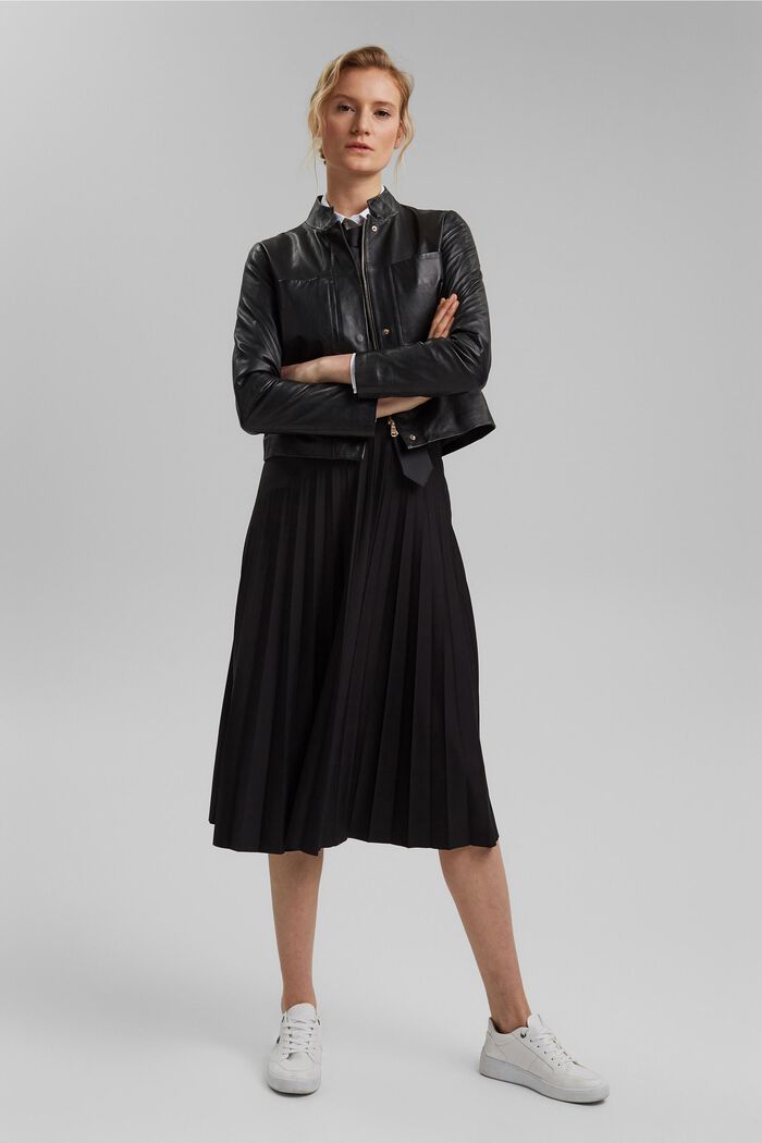 Recycled: Pleated skirt with an elasticated waistband, BLACK, detail image number 1