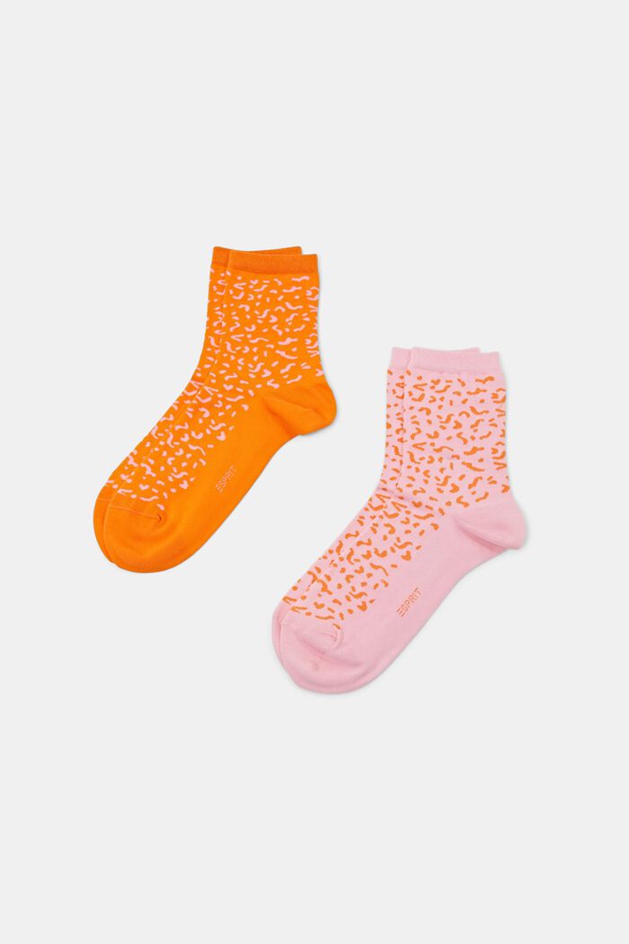 2-Pack Printed Cotton Socks, ORANGE/LIGHT PINK, detail image number 0
