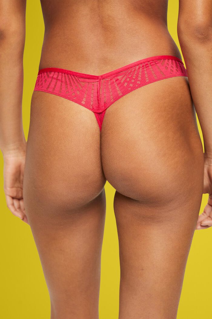 Lacy Brazilian thong, PINK FUCHSIA, detail image number 3