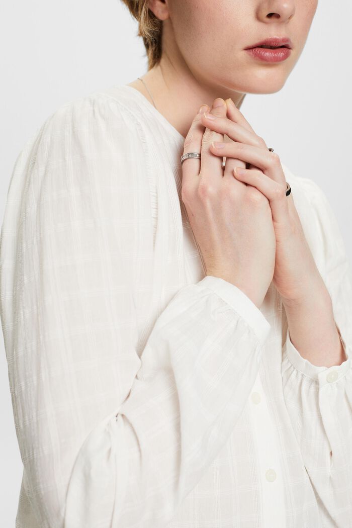 Textured Cotton Blouse, OFF WHITE, detail image number 3
