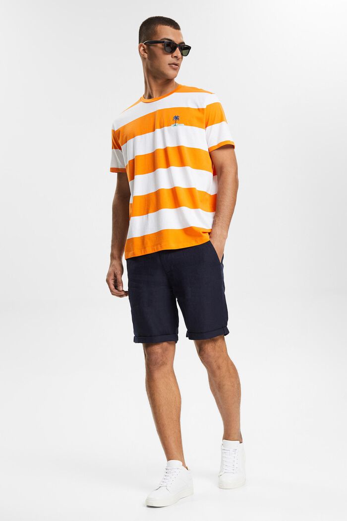 Jersey T-shirt with stripes and a print, ORANGE, detail image number 0