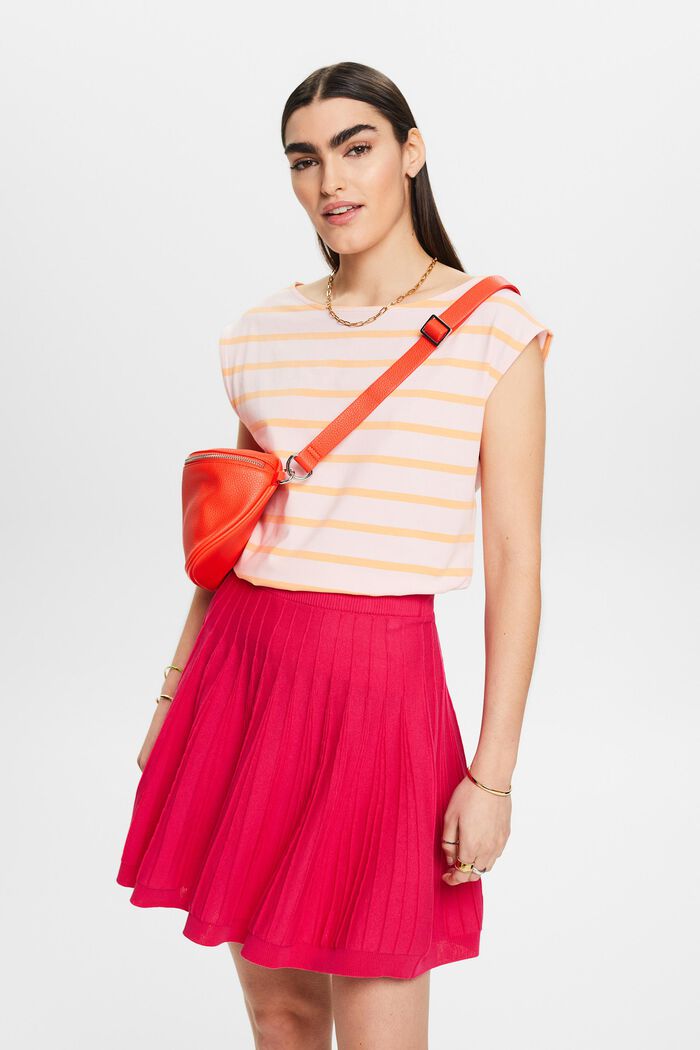 Striped Sleeveless T-Shirt, PASTEL PINK, detail image number 0