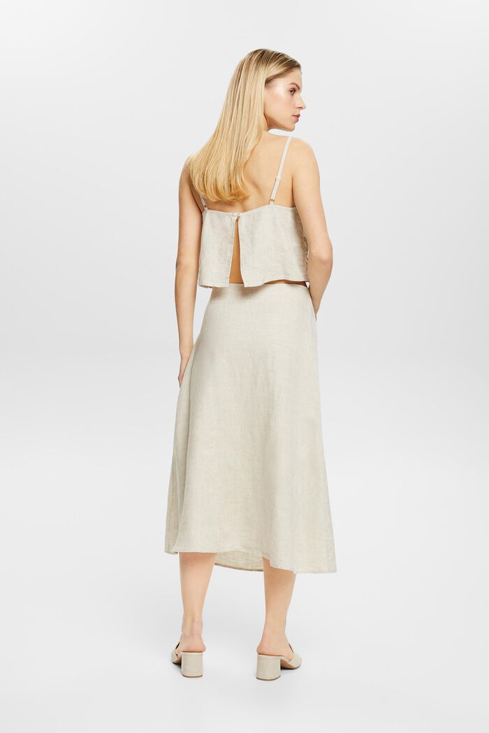 Undyed Linen Midi Skirt, BEIGE, detail image number 2