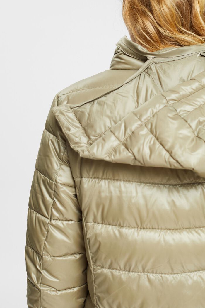 Quilted coat with detachable drawstring hood, PALE KHAKI, detail image number 0