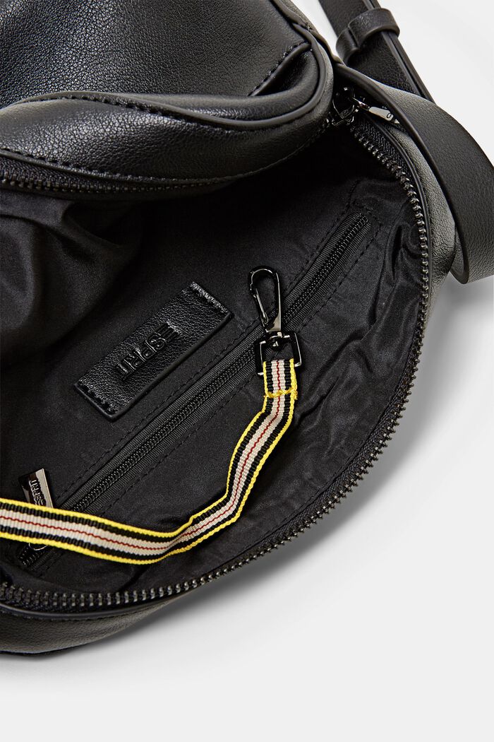 Faux leather shoulder bag, BLACK, detail image number 4