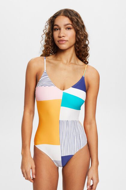 Padded swimsuit in pattern mix design