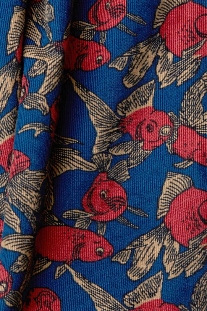 Corduroy fish print shirt, PETROL BLUE, detail image number 4
