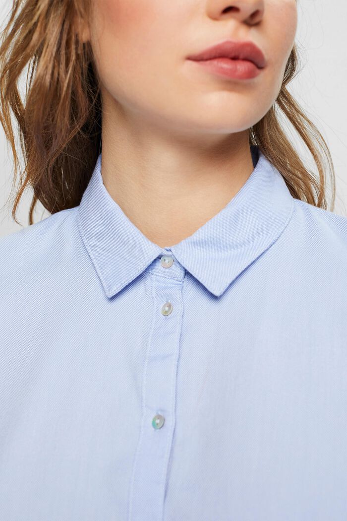 Shirt blouse made of 100% cotton, LIGHT BLUE, detail image number 0
