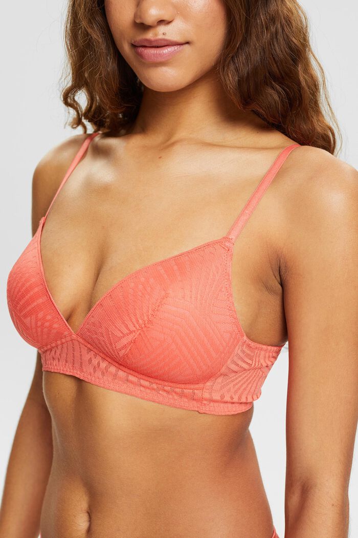 Padded, non-wired lacey bra, CORAL, detail image number 1