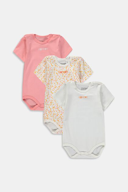 3-pack of short-sleeved bodysuits, PASTEL PINK, overview