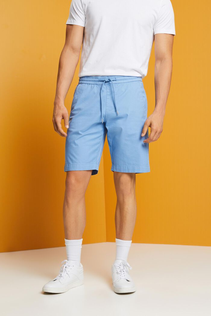 Cotton Twill Shorts, LIGHT BLUE, detail image number 0