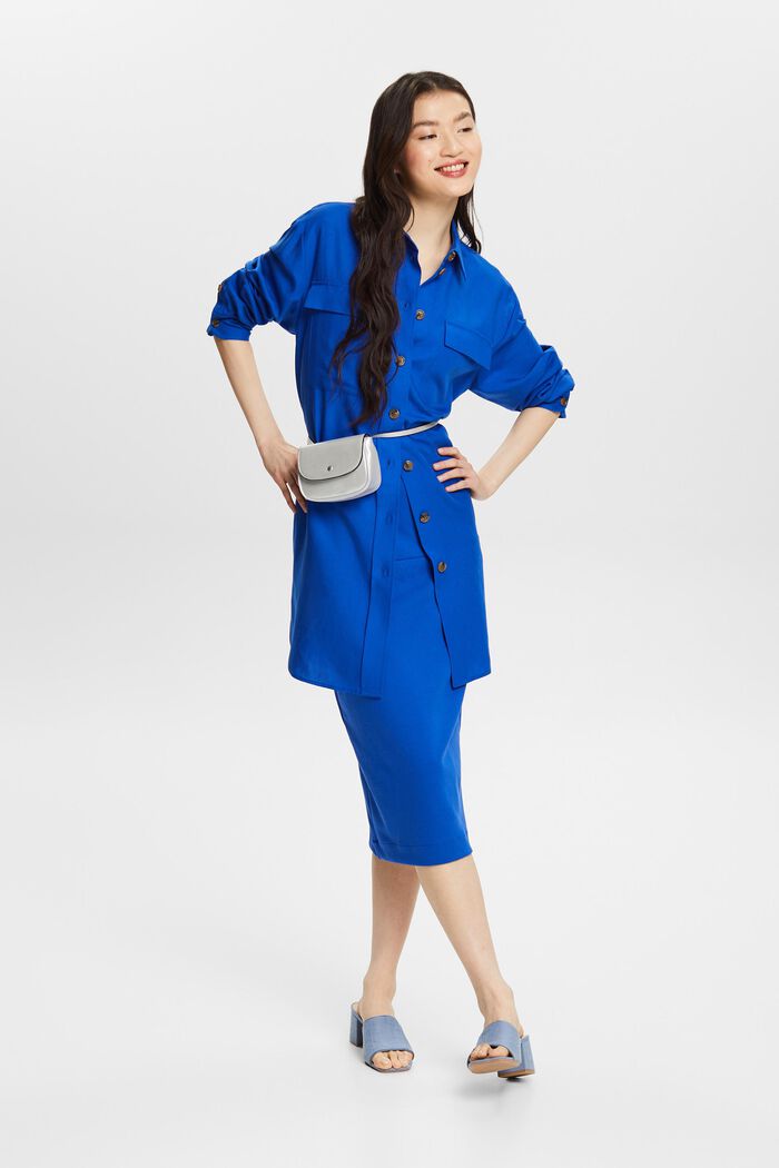 Oversized Button-Up Shirt, BRIGHT BLUE, detail image number 1